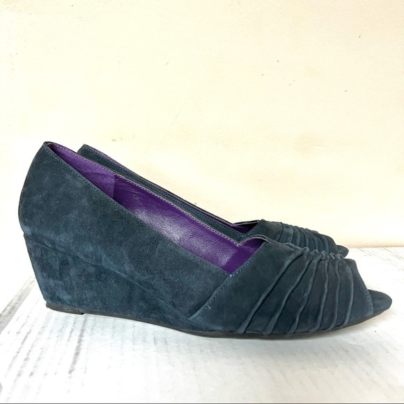 VANELI Women's Pewter Navy peep toe wedge Shimmer size 9N - Picture 2 of 10